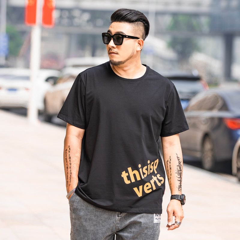 Trendy Brand Large Size Men''s 2020 Summer New Round Neck T-shirt Men''s Cotton Bronzing Printed Short-sleeved Loose Men''s T-shirt - Image 2