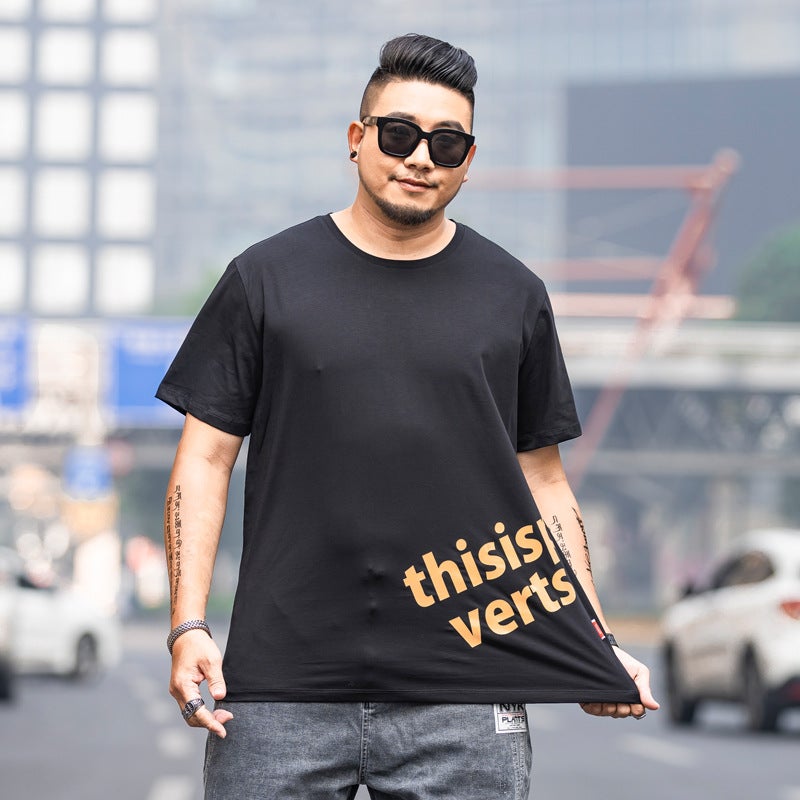 Trendy Brand Large Size Men''s 2020 Summer New Round Neck T-shirt Men''s Cotton Bronzing Printed Short-sleeved Loose Men''s T-shirt - Image 3