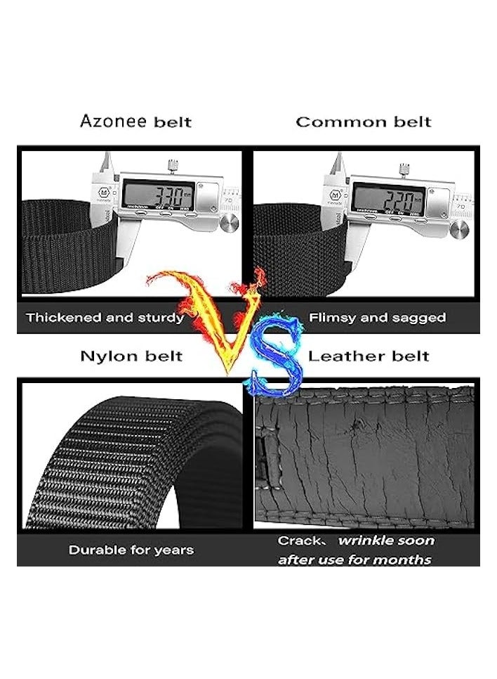PROMASS Ratchet Belt for Men, Nylon Web Tactical Belt with Slide Adjustable Buckle for Men Jeans (Black)  - Image 3