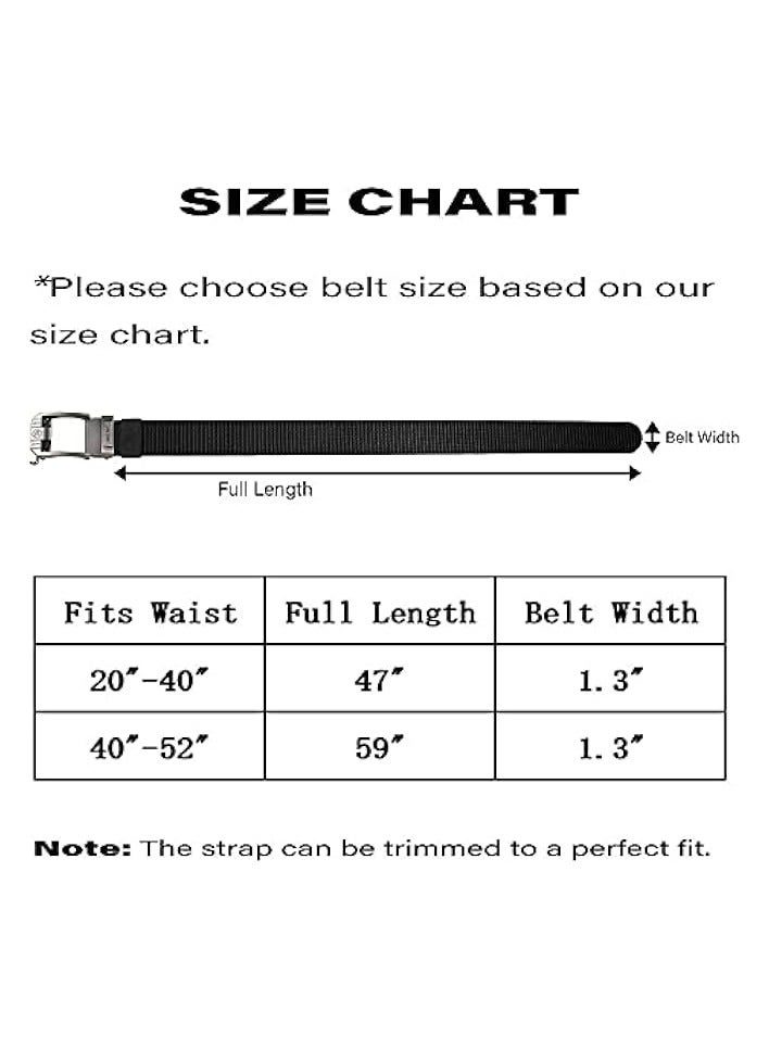 PROMASS Ratchet Belt for Men, Nylon Web Tactical Belt with Slide Adjustable Buckle for Men Jeans (Black)  - Image 5