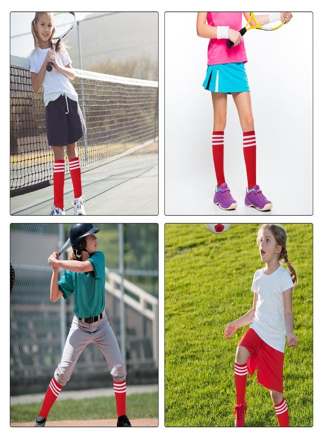 Dxhycc 3 Pairs Kids Soccer Socks Striped Knee High Baseball Softball Athletic Socks for Youth Boys Girls - Image 2