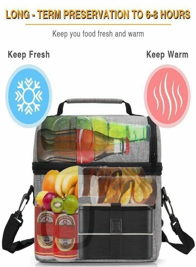 Whixant Insulated Lunch Bag, Leakproof Thermal Bento Cooler Tote for Women and Men, Dual Compartment with Shoulder Strap - Image 5