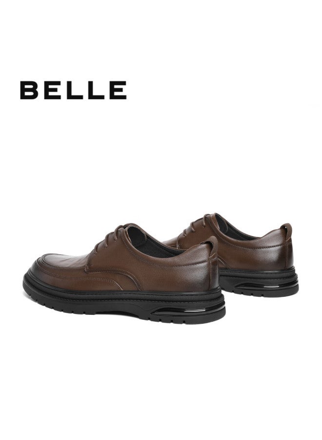 Belle Commuter Business Leather Shoes , Men's Cowhide Wrinkled Heightening Casual Shoes A1373am4, Brown 2, Size 39 - Image 4