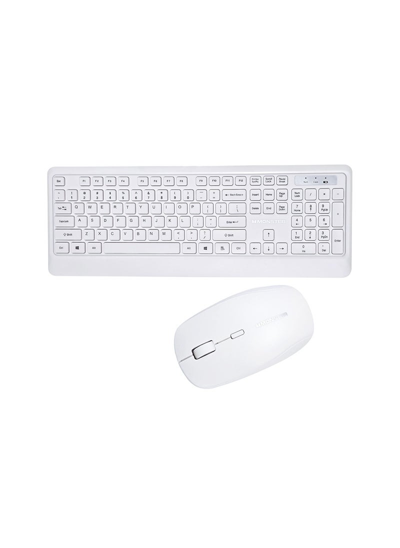 Wireless Keyboard and Mouse Combo – Sleek White Design | Compact, Quiet, & Smooth Typing | 2.4GHz Wireless Connectivity, USB Receiver, for PC, Laptop, Mac, Windows, and More 【Batteries Included】