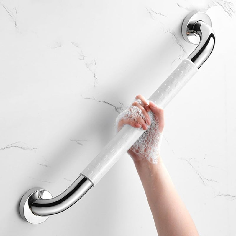 Bathroom Armrest Safety Hand Bar 40cm White Stainless Steel Non-Slip Grab Bar for Elderly Toilet and Bathtub Support - Image 5