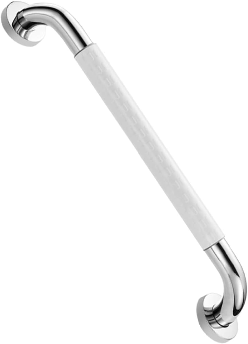 Bathroom Armrest Safety Hand Bar 40cm White Stainless Steel Non-Slip Grab Bar for Elderly Toilet and Bathtub Support - Image 1