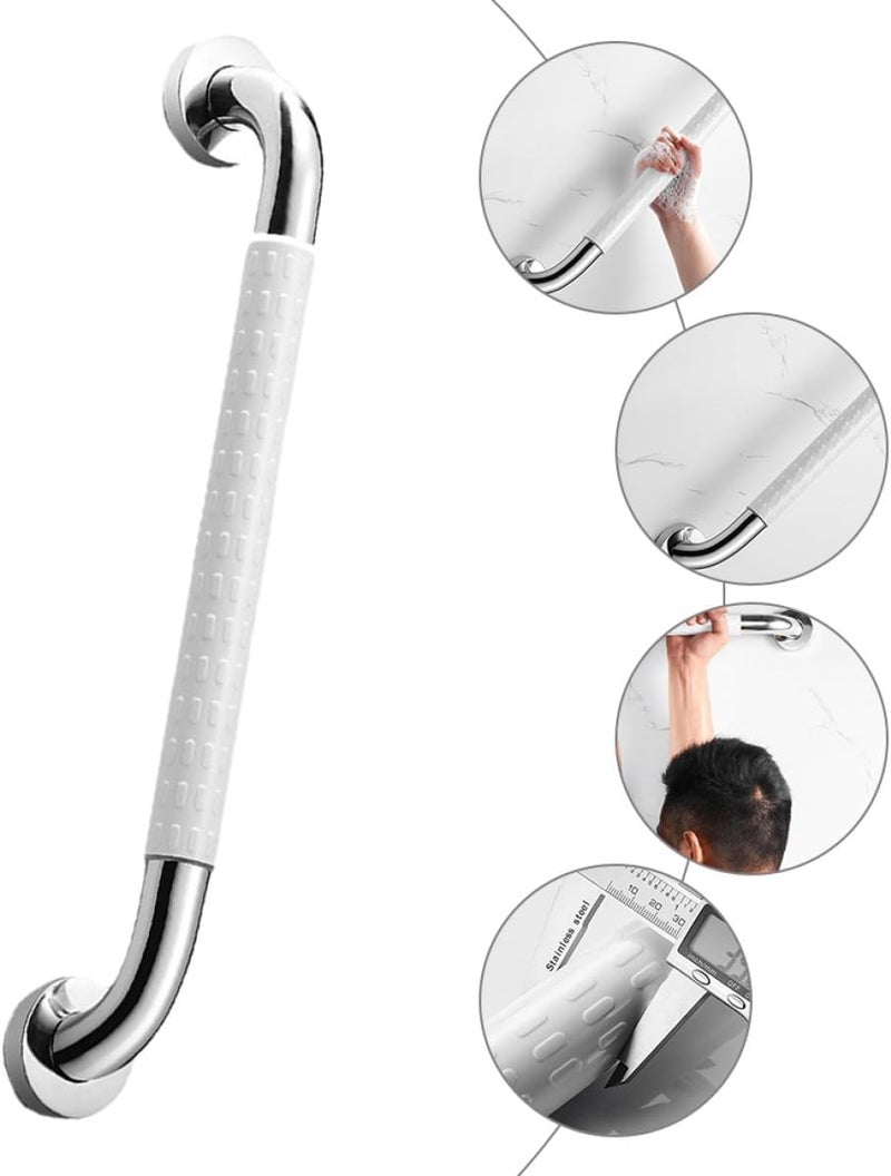 Bathroom Armrest Safety Hand Bar 40cm White Stainless Steel Non-Slip Grab Bar for Elderly Toilet and Bathtub Support - Image 3
