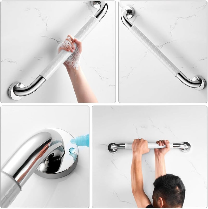 Bathroom Armrest Safety Hand Bar 40cm White Stainless Steel Non-Slip Grab Bar for Elderly Toilet and Bathtub Support - Image 4
