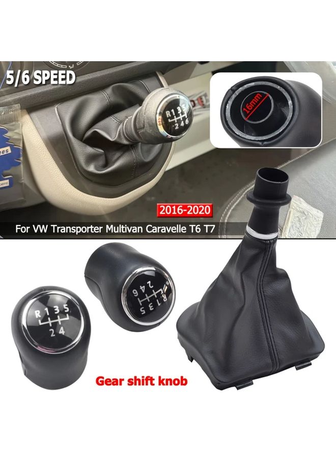 6 Speed Manual Shift Knob For Vw Transporter T6 T7 Multivan Caravelle 2016 2020 Black - Image 4