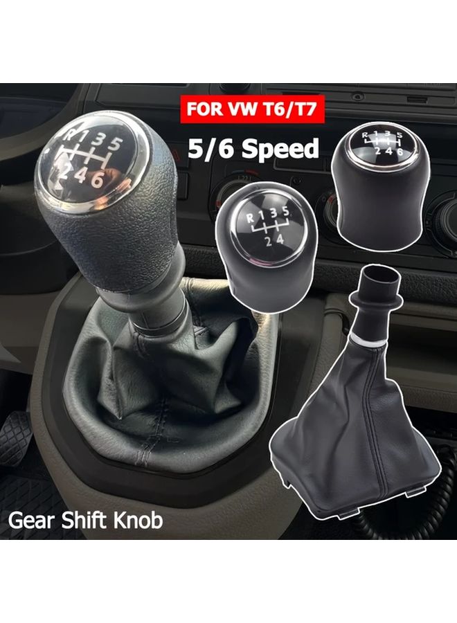 6 Speed Manual Shift Knob For Vw Transporter T6 T7 Multivan Caravelle 2016 2020 Black - Image 1