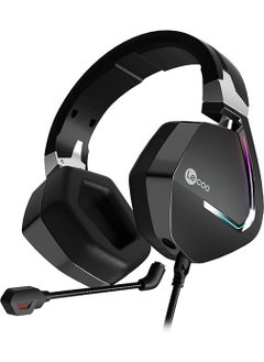 lecoo Lenovo HT402 3.5mm Jack On-Ear RGB LED Illuminated Wired Gaming Headset with Removable Microphone Black  - Image 1