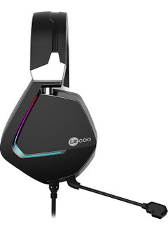 lecoo Lenovo HT402 3.5mm Jack On-Ear RGB LED Illuminated Wired Gaming Headset with Removable Microphone Black  - Image 3