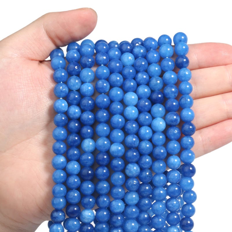 60pcs 6mm Natural Stone Beads Kyanite Beads Crystal Gemstone for Jewelry Making DIY Bracelet Necklace