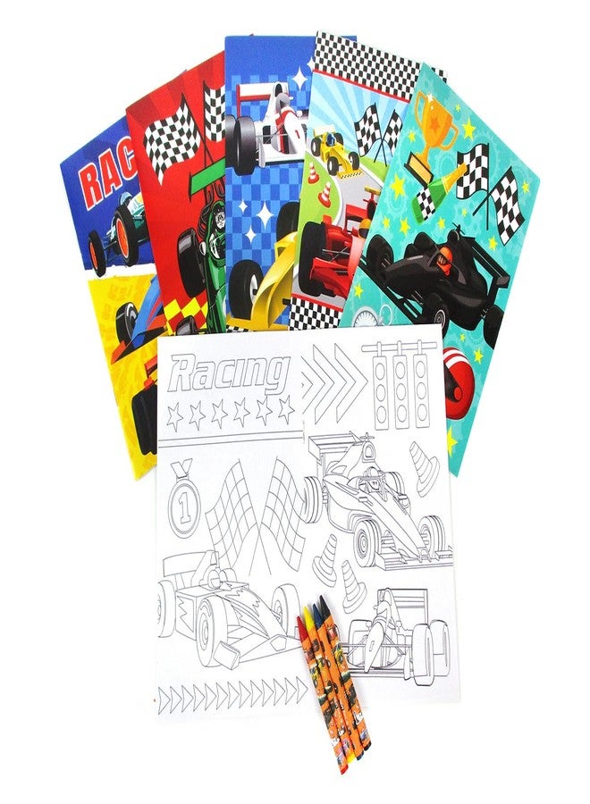 TINYMILLS Race Car Coloring Book Set with 12 Coloring Books and 48 Crayons Race Car Birthday Party Supplies Favor Bag Filler Carnival Prizes Rewards Classroom Party - Image 2