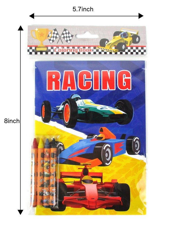 TINYMILLS Race Car Coloring Book Set with 12 Coloring Books and 48 Crayons Race Car Birthday Party Supplies Favor Bag Filler Carnival Prizes Rewards Classroom Party - Image 3
