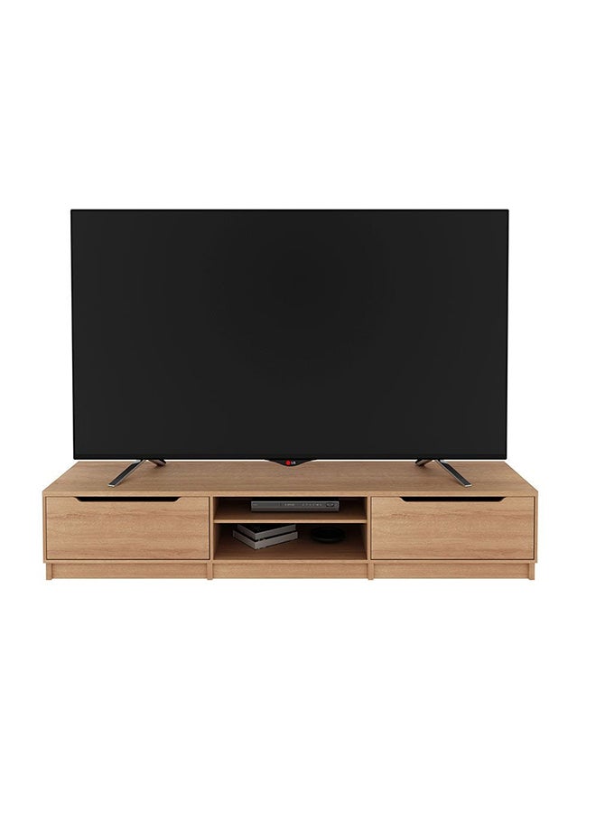 Royan Large Tv Cabinet With 2 Drawers Up To 98 Inches Entertainment Wall Tv Unit Wooden Tv Rack Stand Media Console Table For Living Room L 230x55.3x42.7 Cm Light Brown