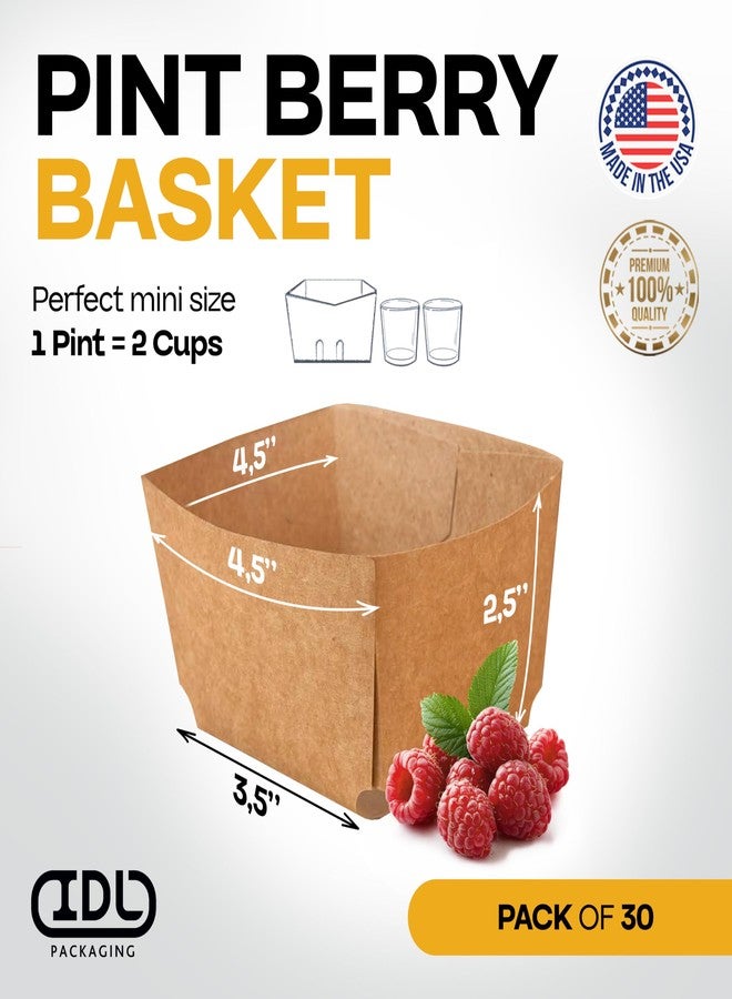 IDL Packaging Pint Berry Basket, Brown (Pack of 30) - Strong and Food-Safe Cardboard Containers for Freezing or Storing Small Fruits - Perfect Farmers Market Supplies - Image 2