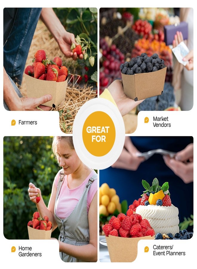 IDL Packaging Pint Berry Basket, Brown (Pack of 30) - Strong and Food-Safe Cardboard Containers for Freezing or Storing Small Fruits - Perfect Farmers Market Supplies - Image 5