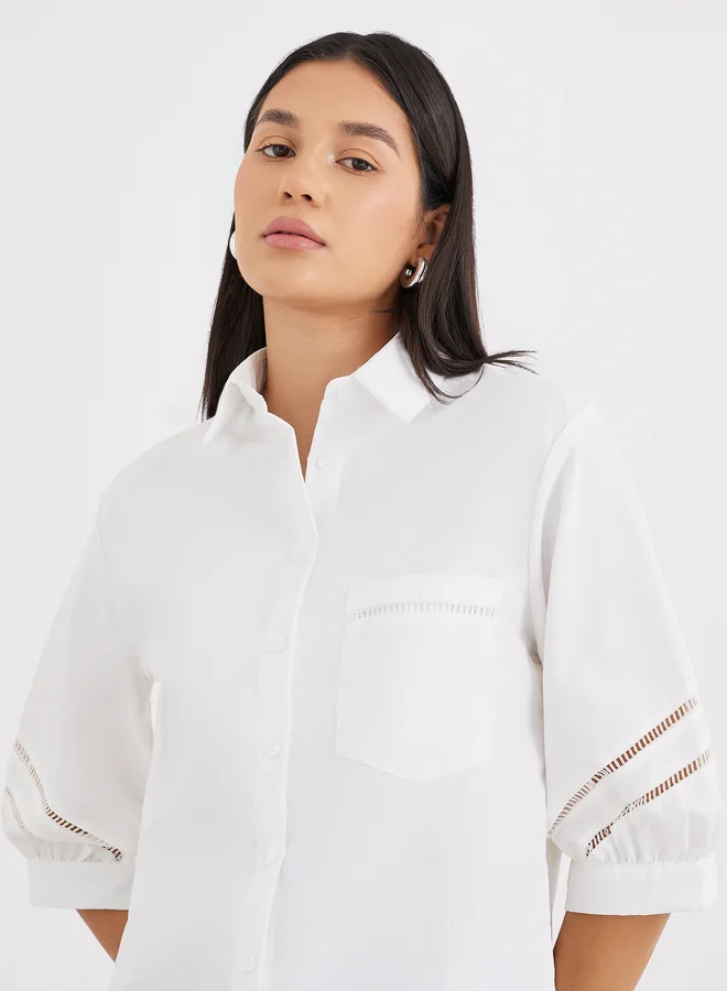 Styli Styli Women White Cut-Out Sleeve Longline Shirt