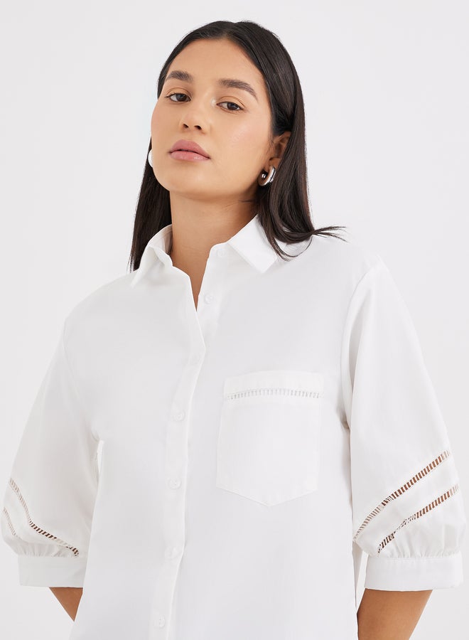 ستايلي قميص طويل بأكمام مقصوصة للنساء من ستايلي أبيض - Image 3