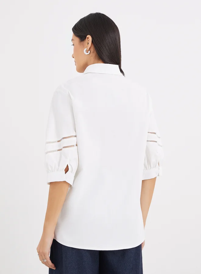Styli Styli Women White Cut-Out Sleeve Longline Shirt