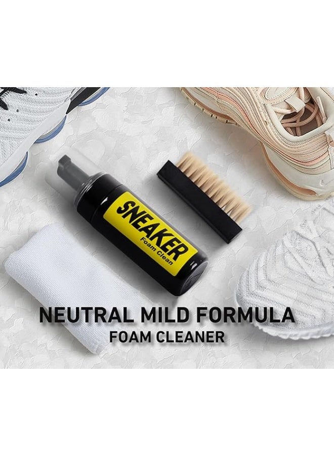 3-in-1 Shoe Cleaner Kit - Waterless Foam Sneaker Cleaner & Stain Remover Spray with Brush and Microfiber Cloth - Professional Dirt & Grime Cleaner for Athletic Shoes, Leather, Suede, and Knit - Image 2
