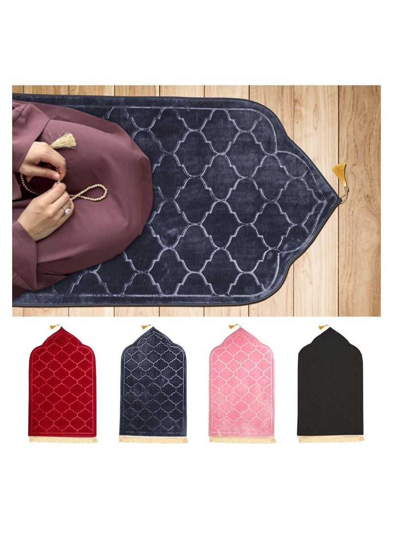 Fabienne Pack of 2 Prayer Mats 70x110cm Anti-Slip Velvet Top Islamic Prayer Rugs for Gifting New Dome Design Thick Padded Sajadah Prayer Mat for Couples Men Women Eid Gift Ramadan Prayer Mat Grey/Pink  - Image 4