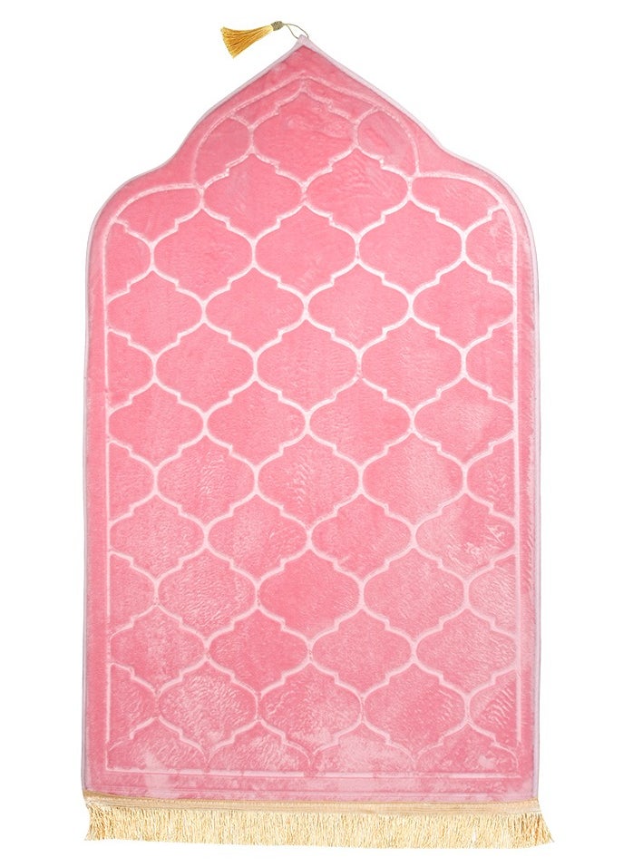 Fabienne Pack of 2 Prayer Mats 70x110cm Anti-Slip Velvet Top Islamic Prayer Rugs for Gifting New Dome Design Thick Padded Sajadah Prayer Mat for Couples Men Women Eid Gift Ramadan Prayer Mat Grey/Pink  - Image 3