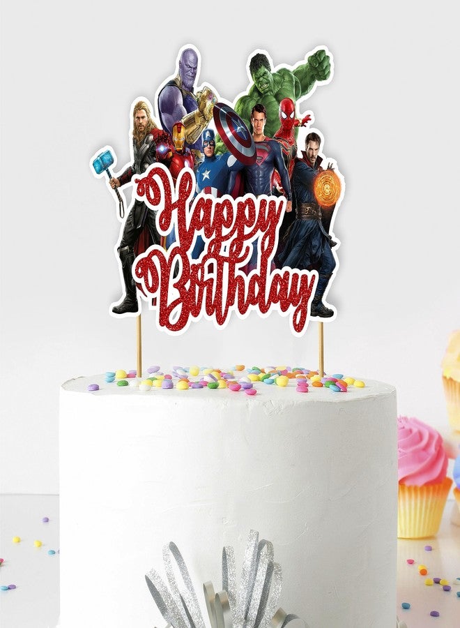 Seyal Superhero Happy Birthday Cake Topper - Comic Theme Party Decorations | Perfect for Men & Adults Celebrations | Ideal for Cakes, Cupcakes & Party Décor - Image 1