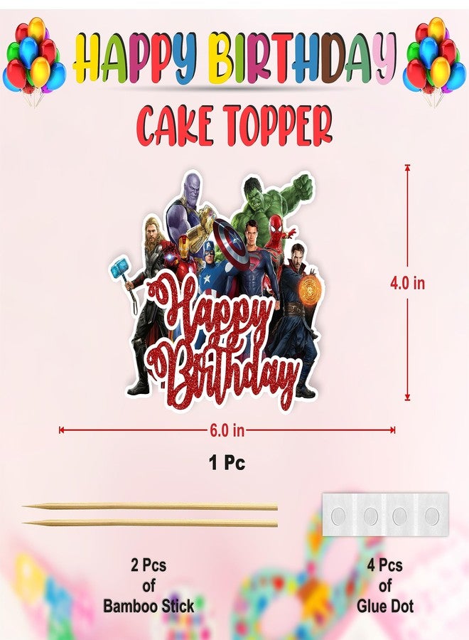 Seyal Superhero Happy Birthday Cake Topper - Comic Theme Party Decorations | Perfect for Men & Adults Celebrations | Ideal for Cakes, Cupcakes & Party Décor - Image 2