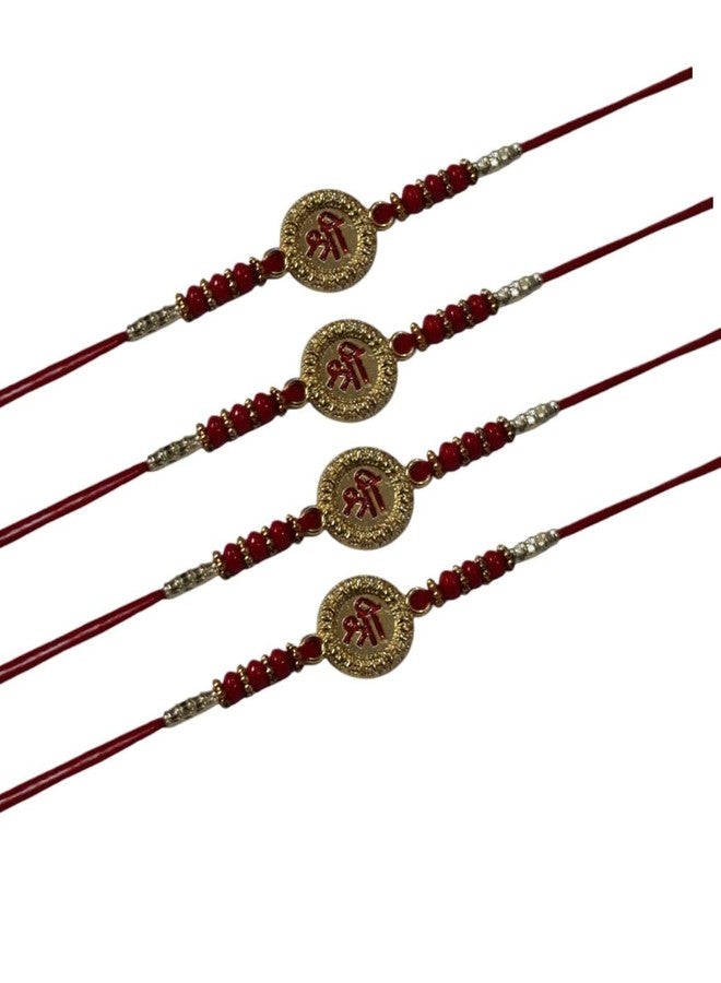 BDS CREATIONS R-2 Designer Decorated Handmade Unique Moully Rakhi for Brother, Studded with Pearls & Diamond pack of 2pcs