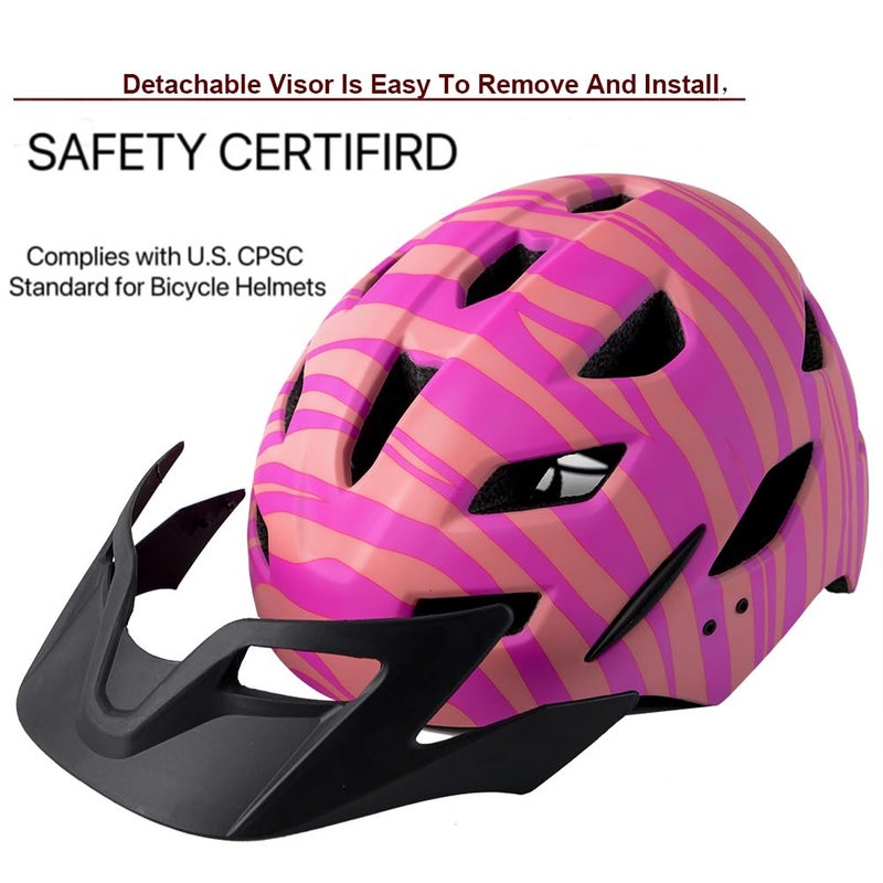 Bavilk Kids Bike Helmet, Boys Girls Bike Helmets with LED Light Detachable Visor, Children Youth Teen Helmet for Skating Cycling Scooter, Adjustable & Lightweight 19.7"-22.4" - Image 3