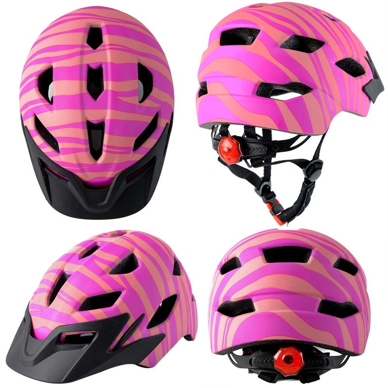 Bavilk Kids Bike Helmet, Boys Girls Bike Helmets with LED Light Detachable Visor, Children Youth Teen Helmet for Skating Cycling Scooter, Adjustable & Lightweight 19.7"-22.4" - Image 2