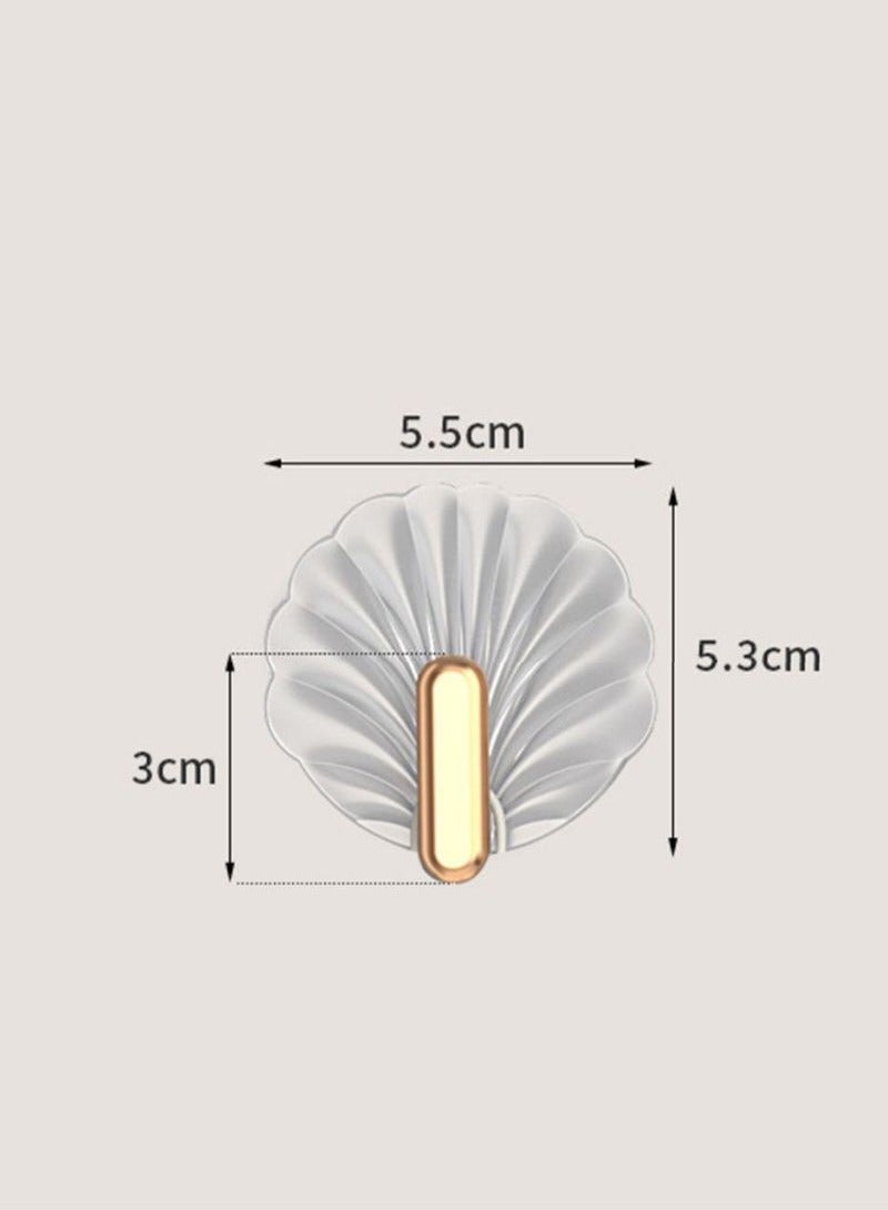 Hanayo 8 Pcs Hooks Multipurpose Acrylic Wall Storage Hooks Decorative Hooks Strong Adhesive Shell Shaped Hook(Gold+Clear) - Image 3