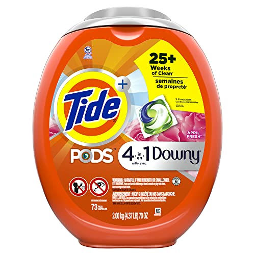 Tide PODS 4 in 1 with Downy, Laundry Detergent Soap PODS, April Fresh Scent, 73 Count, Packaging May Vary - Image 1