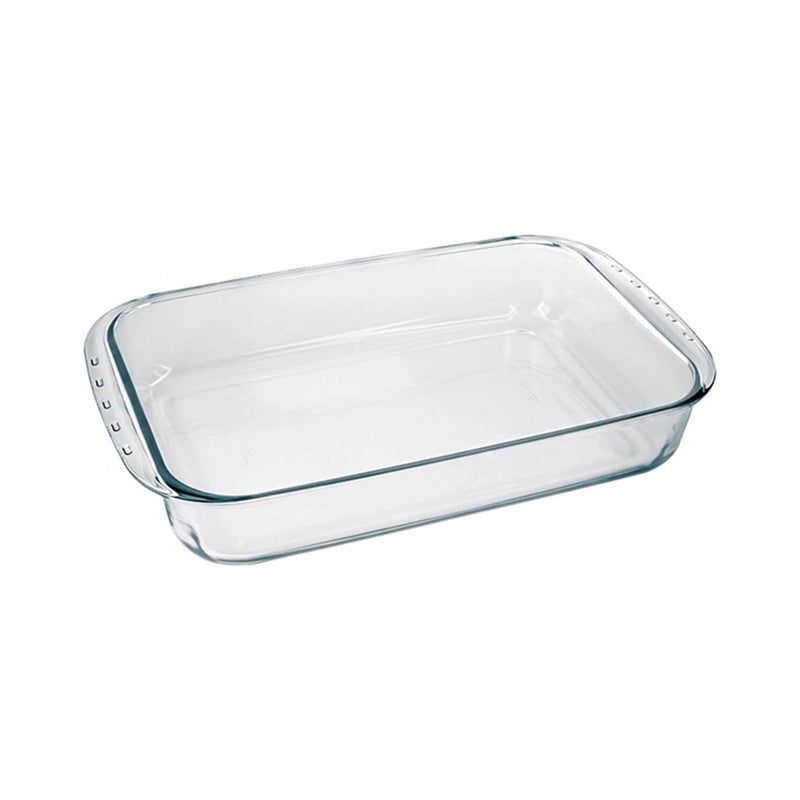 Marinex Medium Deep Rectangular Glass Roaster 3.7L  Extra Deep Heat-Resistant Bakeware Dish | Transparent Oven-Safe Roasting & Baking Tray|Ideal for Casseroles, Lasagna, Roasts & Family Gatherings - Image 1