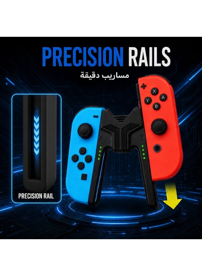 أوليون مقبض شحن Joy-Con مزود بمؤشر LED، يتيح اللعب أثناء الشحن لأجهزة Nintendo Switch/OLED، شاحن ذو تصميم مريح على شكل حرف V، حامل لوحة ألعاب محمول يدعم الشحن السريع - Image 5