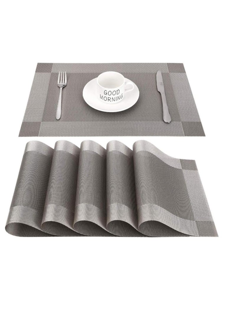 Golden - 6 Pieces Non-Slip Table Mat, Heat Resistant Washable PVC Placemats for Home, Restaurant, Kitchen, Hotel, Cafe 45×30cm - Image 1