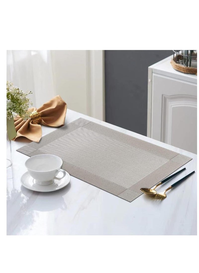 Golden - 6 Pieces Non-Slip Table Mat, Heat Resistant Washable PVC Placemats for Home, Restaurant, Kitchen, Hotel, Cafe 45×30cm - Image 1