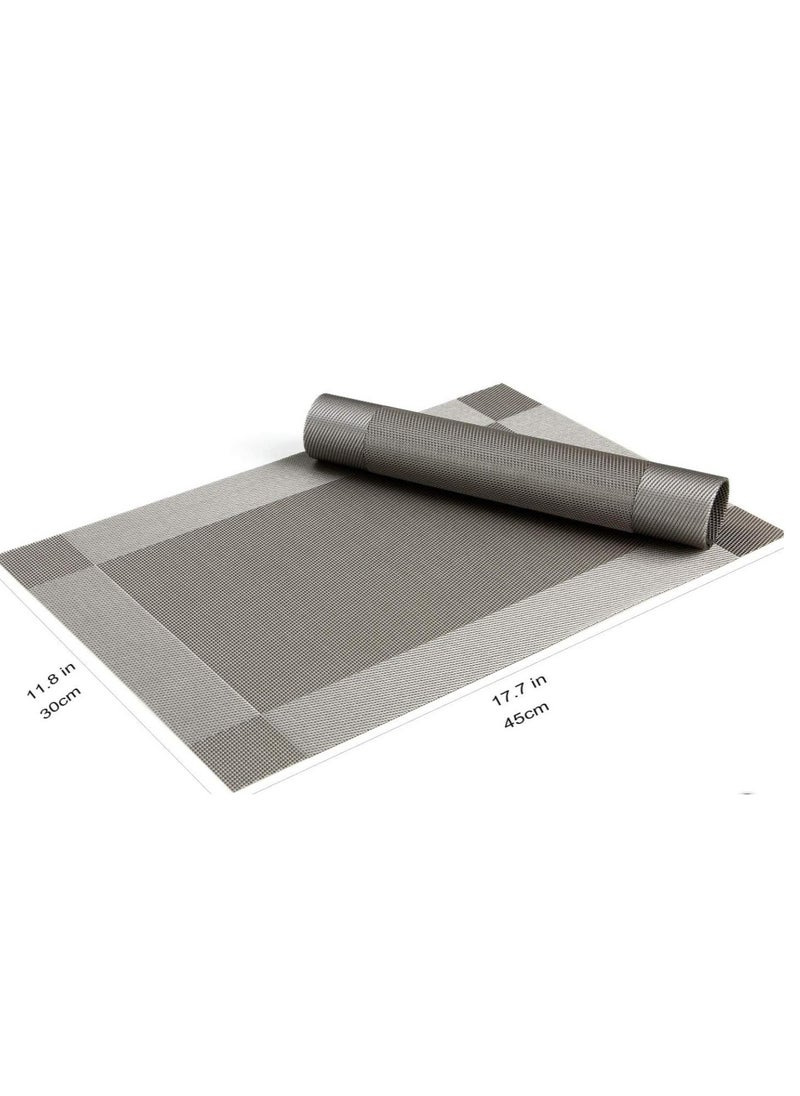 Golden - 6 Pieces Non-Slip Table Mat, Heat Resistant Washable PVC Placemats for Home, Restaurant, Kitchen, Hotel, Cafe 45×30cm - Image 1
