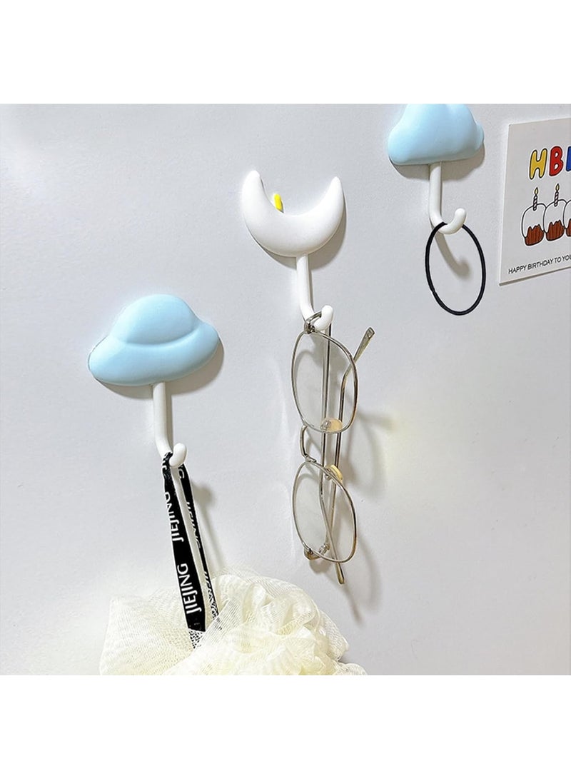 SYOSI Wall Hooks for Kids, Cute Moon Cloud Adhesive Utility Hook for Kid Living Room Bathroom and Entryway, Wall Key Holder for Towels Hats Coat, Nursery Decor, 6 Pcs - Image 5