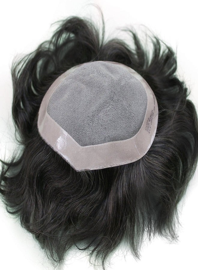 Osking Professional stock 100% human hair mens black brown toupee hair system hairpiece (7x5 Inch, Dark brown) - Image 2