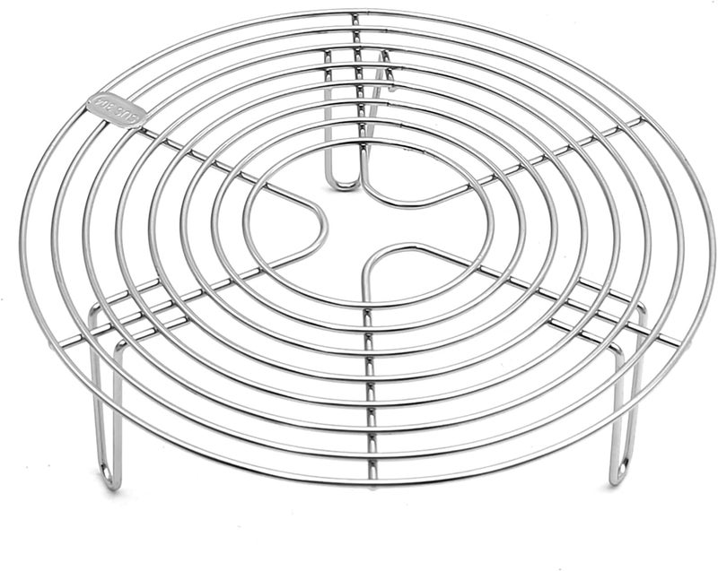 MDEOOSKY Round Steamer Rack and Cooling Rack,Stainless Steel Pot Trivet, Cooking Rack,Wire Steamer Kettle Rack Holder, Air Fryer Cooking Steamer Rack for Baking Canning Cooking Steaming, 8.7''X2.8'' - Image 1