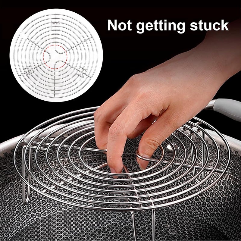 MDEOOSKY Round Steamer Rack and Cooling Rack,Stainless Steel Pot Trivet, Cooking Rack,Wire Steamer Kettle Rack Holder, Air Fryer Cooking Steamer Rack for Baking Canning Cooking Steaming, 8.7''X2.8'' - Image 3
