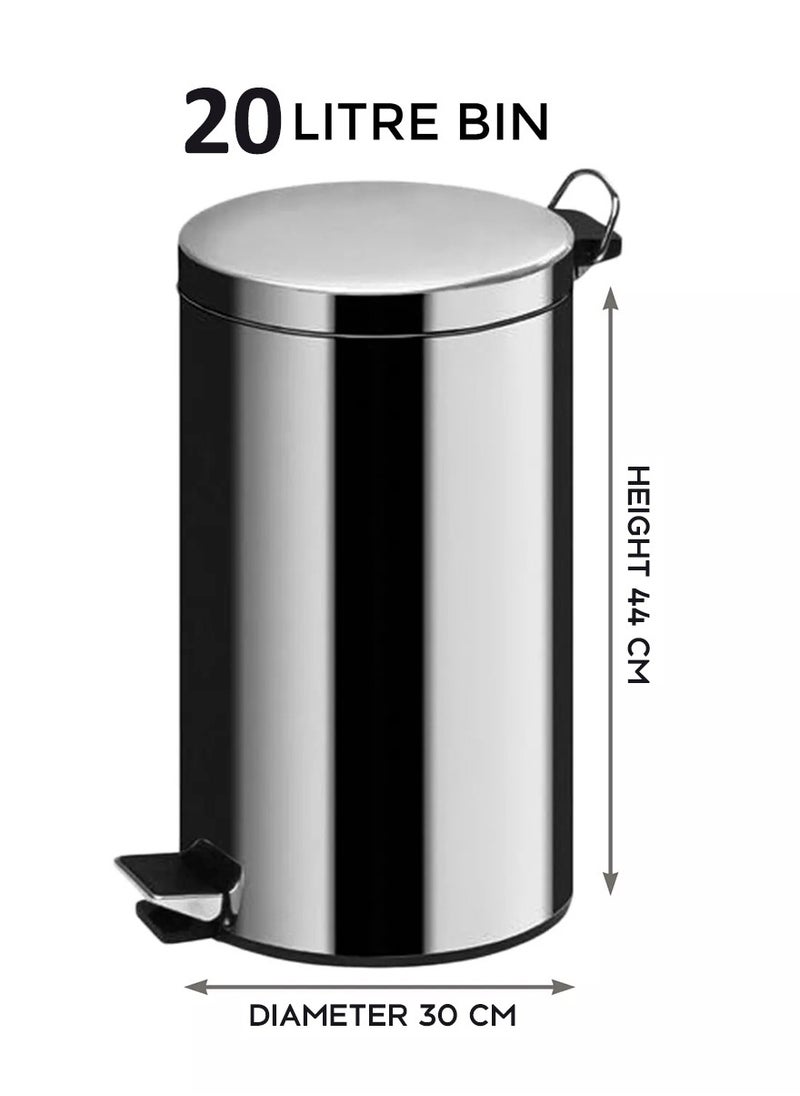 BLACKSTONE Stainless Steel Hands Free Pedal Bin 20L Soft Close Rust-Proof  - Image 2