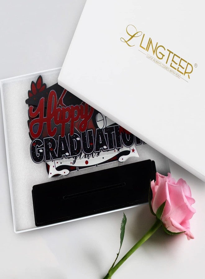 LINGTEER Class of 2026 Graduation Party Decorations - 3Pcs Congrats Grad 2026 School Graduation Acrylic Table Centerpieces Gift Stand Decorations - Red. - Image 4