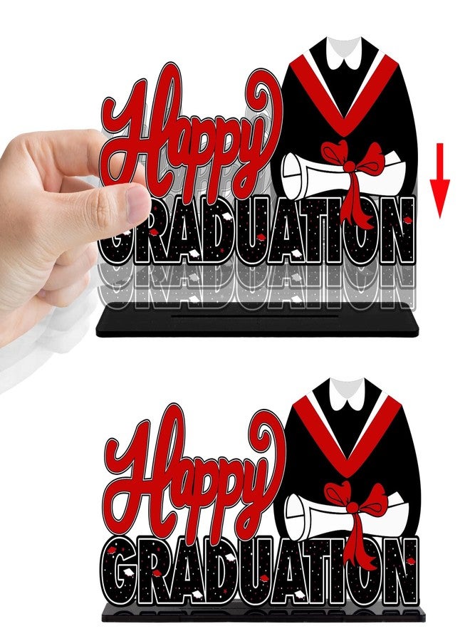 LINGTEER Class of 2026 Graduation Party Decorations - 3Pcs Congrats Grad 2026 School Graduation Acrylic Table Centerpieces Gift Stand Decorations - Red. - Image 3