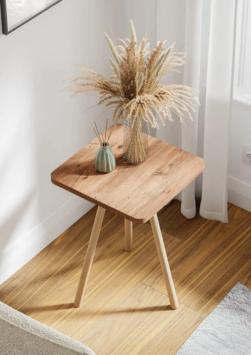FendiHomModern Square Wooden Side Table with 3 Color Options (Natural Oak, Classic White, Elegant Gray) – Small Accent Table for Living Room, Bedroom, or Office (Natural Oak) - Image 4