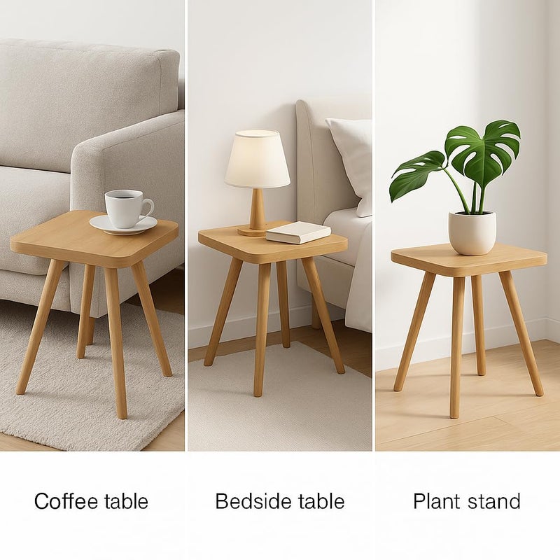 FendiHomModern Square Wooden Side Table with 3 Color Options (Natural Oak, Classic White, Elegant Gray) – Small Accent Table for Living Room, Bedroom, or Office (Natural Oak) - Image 3