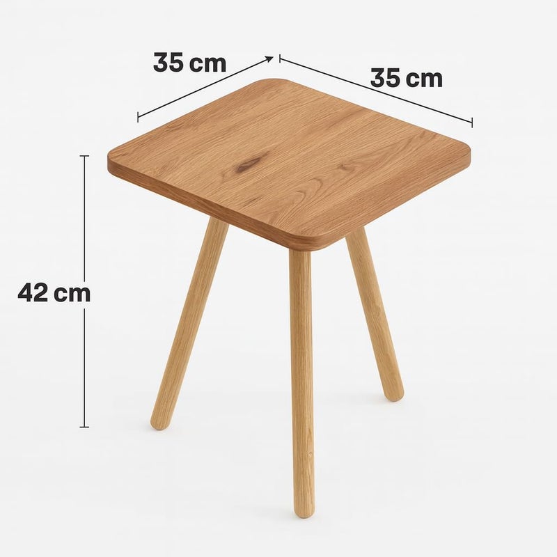 FendiHomModern Square Wooden Side Table with 3 Color Options (Natural Oak, Classic White, Elegant Gray) – Small Accent Table for Living Room, Bedroom, or Office (Natural Oak) - Image 5
